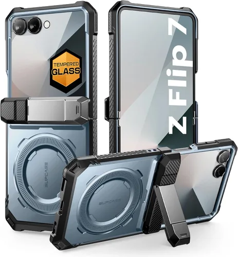 SUPCASE Funda para Samsung Galaxy Z Flip 7 con soporte y protector de pantalla frontal (agarre Unicorn Beetle), [compatible con MagSafe] [protección