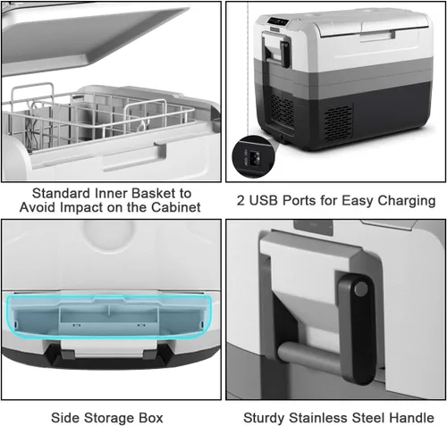 Miniatura 3 de GOFLAME Refrigerador portátil para automóvil de 58 cuartos (55 litros), compresor congelador de -14.8 °F a 50 °F, refrigerador eléctrico de puerta