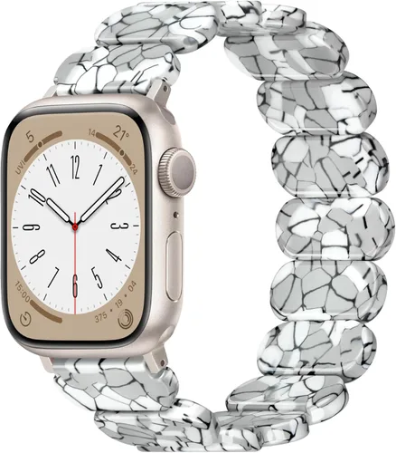 Miniatura 7 de Correa elástica de resina compatible con Apple Watch Series 9 8 SE 7 6 5 4 3 2 1 Ultra 2, elegantes correas de iWatch para mujeres y hombres, bandas