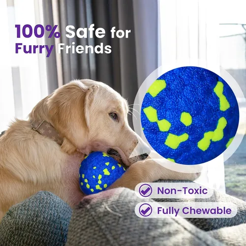 Miniatura 6 de Paquete de 2 pelotas hinchables para perros, juguetes indestructibles de 3 pulgadas para masticadores agresivos, pelotas de tenis alegres al aire