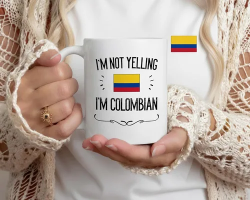 Miniatura 3 de Casitika Taza de café de 11 onzas con texto en inglés "I'm Not Yelling I'm Colombian" de Colombia. Idea de regalo para esposa, marido, amigo