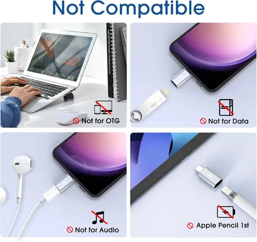 Miniatura 4 de TechMatte Cable adaptador Lightning a USB C tipo C, no para auriculares/OTG, 1.8-2.2A 15W sincronización de datos de carga rápida, para iPhone 16