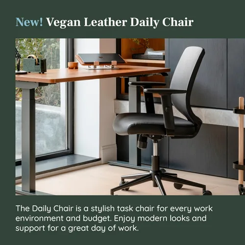 Miniatura 4 de Branch Silla diaria - Silla de oficina de cuero vegano con giratorio, descanso lumbar y reposabrazos ajustables, asiento cómodo para mejorar la negro