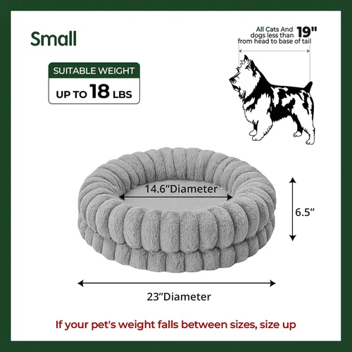 Miniatura 5 de BALANCE Cama de lujo para perros en forma de dona, camas redondas de 23 pulgadas para perros pequeños, lavable, cama ortopédica calmante