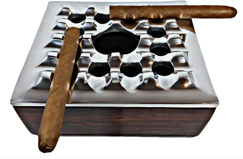 Miniatura 7 de Cenicero con tapa para puros, diseño de madera metálica, ceniceros resistentes al viento para oficina en casa, mesa, exterior, patio, balcón al aire