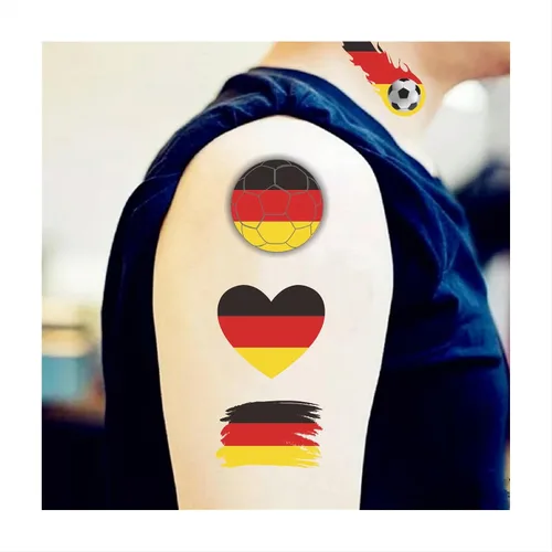 Miniatura 3 de 40 piezas de tatuajes temporales individuales de la bandera de Alemania para niños, fanáticos de la cara, calcomanías para adultos, accesorios