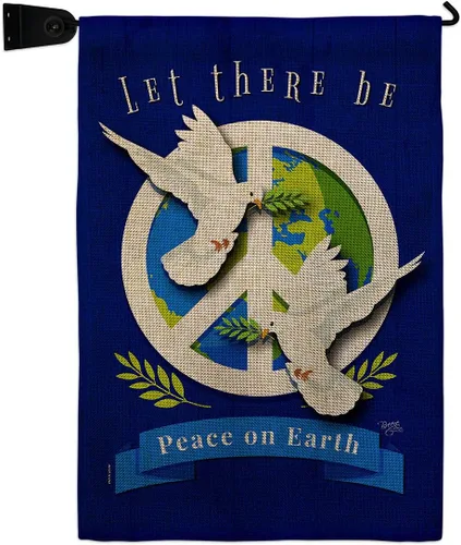 Peace on Earth - Juego de banderas de arpillera de arpillera para buzón, soporte para buzón, protección del medio ambiente, pequeño regalo