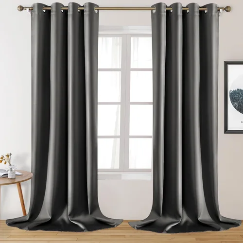 Miniatura 16 de HOMEIDEAS 2 paneles de cortina de seda sintética, cortinas opacas para dormitorio