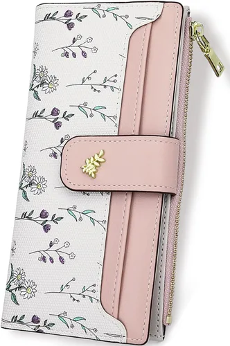 Miniatura 21 de Farcauo Billetera para mujer, billetera delgada para mujer, linda cartera delgada Kawaii con flores para mujer, tarjetero para mujer, Cartera