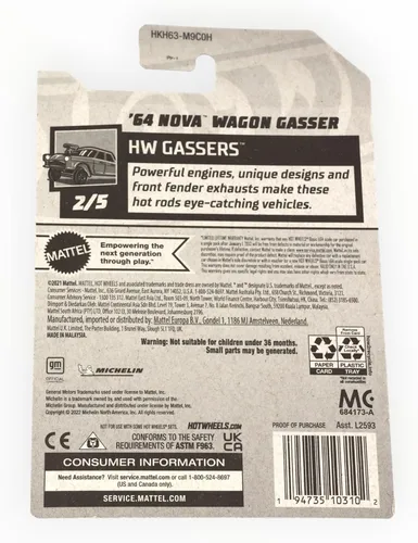 Miniatura 2 de Hot Wheels '64 Nova Wagon Gasser, HW Gassers 2/5 [púrpura] 145/250