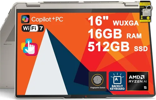 Miniatura 8 de Lenovo Yoga 7i 2-en-1 16" WUXGA portátil con pantalla táctil, Intel Core i5-1335U, 8 GB de RAM, 512 GB SSD, teclado retroiluminado, lector