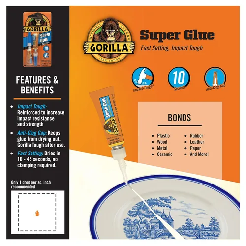 Miniatura 2 de Gorilla Super pegamento, pegamento transparente, cuatro tubos de 0.11 oz (paquete de 1) – multiusos y ajuste rápido para proyectos y reparaciones