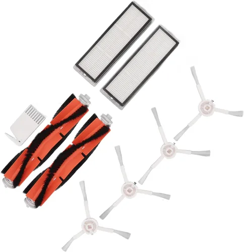 Miniatura 8 de Filtros de cepillo blanco Kit de peine plano para 1C para F9 para 1T para robot aspirador de repuesto, 2 cepillos principales, 2 pantallas