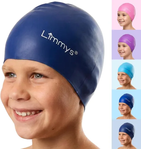Miniatura 12 de Limmys Gorro de natación de silicona para niños, suave, elástico, antideslizante, para niños y niñas, cómodo ajuste sin tirones, sello seguro