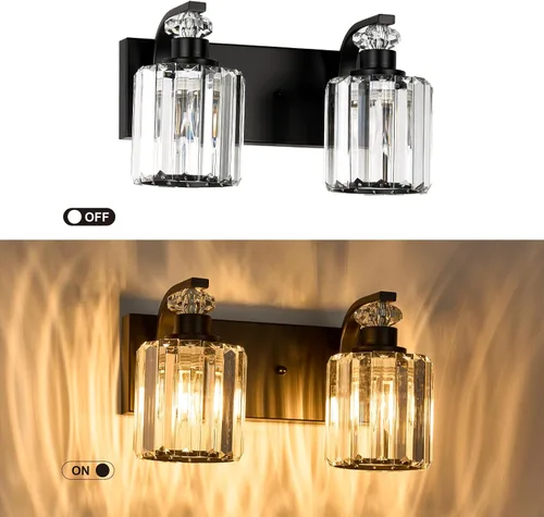 Miniatura 4 de Lámparas de baño negras con pantalla de cristal K9, iluminación de baño sobre espejo, luces de tocador para sala de estar, dormitorio, baño