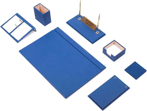 Miniatura 17 de Juego de escritorio de cuero, juego de organizador de escritorio, accesorios de escritorio de oficina, soporte para calendario, 9 accesorios