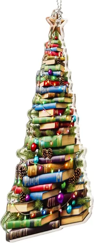 Miniatura 4 de Adorno de libro, adornos de libro para árbol de Navidad, adornos de Navidad 2025, regalo único para amantes de los libros, decoración de lectura