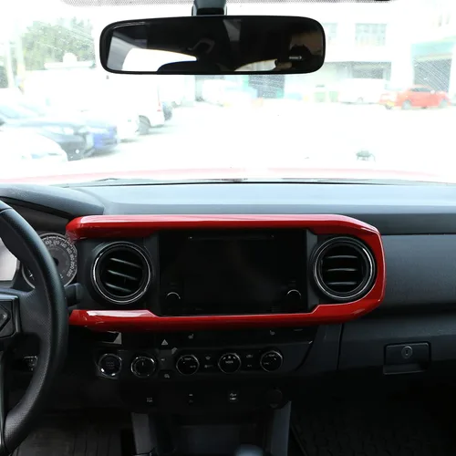 Miniatura 10 de YIWANG - Cubierta para panel de salpicadero de consola central de ABS para Toyota Tacoma 2016-2020, accesorios de coche de conducción izquierda Negro