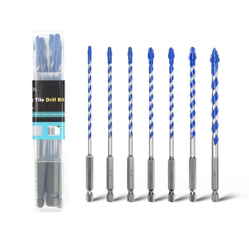 Miniatura 26 de Paquete de 5 brocas para azulejos de 1/2 pulgada, brocas de mampostería con vástago hexagonal para azulejos, hormigón, ladrillo, vidrio, porcelana