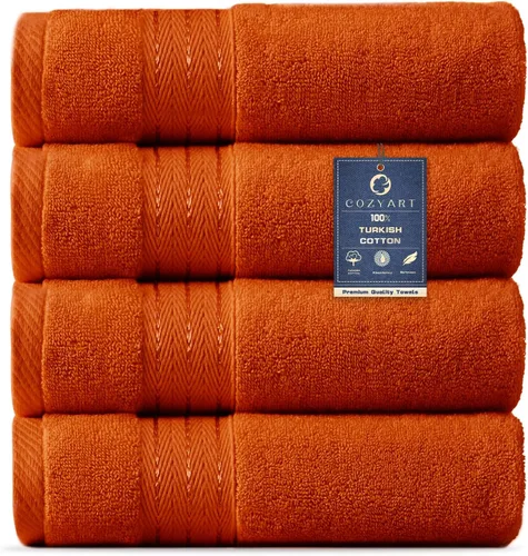Miniatura 40 de COZYART - Juego de 3 toallas de baño de algodón, color naranja quemado, grandes y gruesas, 19.17 oz/yd², incluye 1 toalla de baño, 1 toalla de mano