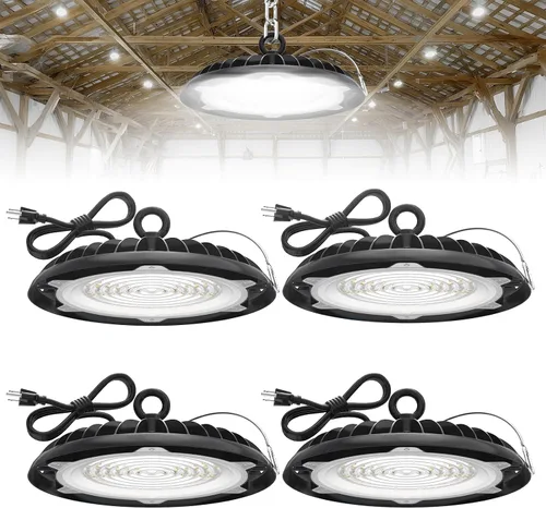 Miniatura 7 de HYPERLITE UFO LED High Bay Light: 150W 19500LM High Bay LED Luces de tienda con enchufe de 6 pies - 5000K IP65 LED Warehouse Luces para taller