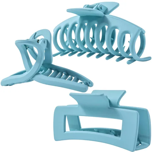 Miniatura 21 de Pinzas grandes para el cabello grueso, fino y fino, dientes de sujeción fuerte, pinzas de mandíbula granate entrelazadas para mujeres, juego de 3