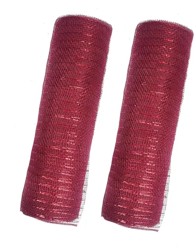 2 rollos de cinta de poliéster de malla decorativa con lámina metálica, 10 pulgadas x 30 pies, cada rollo para coronas, guirnaldas, manualidades y