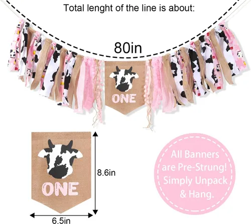 Miniatura 2 de Banner para silla alta de Cowgirl One – Decoración de cumpleaños de fiesta de vaquera, pancarta para silla de bebé, fondo de fotos de pastel