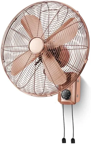 Ventilador de pared retro de metal, ventilador mecánico/remoto montado en la pared, 3 velocidades, cabeza agitadora, 100 W, cobre retro (color : $215