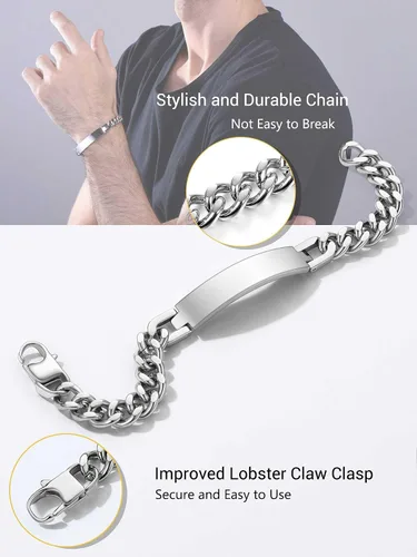 Miniatura 4 de PROSTEEL Pulsera personalizada para hombres y mujeres, con fecha de nombre, con grabado inicial y cita de inicial, pulseras de identificación