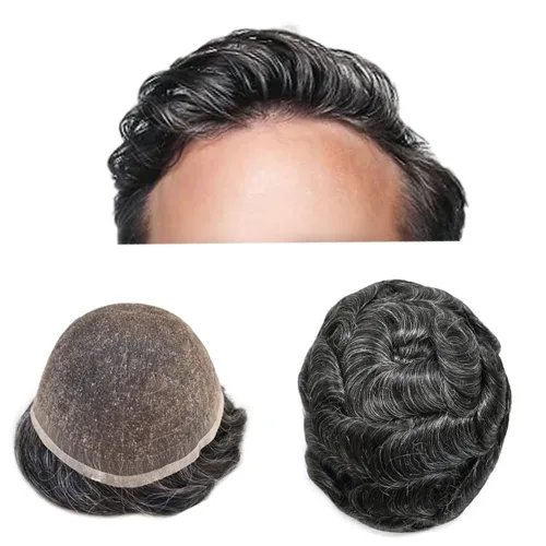Miniatura 73 de PUNRU HAIR Completo Swiss Lace Toupee para hombres Sistema de cabello humano real Sistema de reemplazo de cabello humano para hombre Toupee