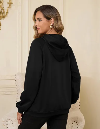 Miniatura 3 de Bhome Sudadera de lactancia con capucha para lactancia materna con cremalleras ocultas, bolsillo de canguro