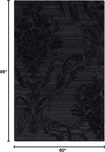 Miniatura 2 de SAFAVIEH Jardin Collection - Alfombra de área de 5 x 8 pies, color negro, lana hecha a mano, ideal para zonas de alto tráfico en sala de estar