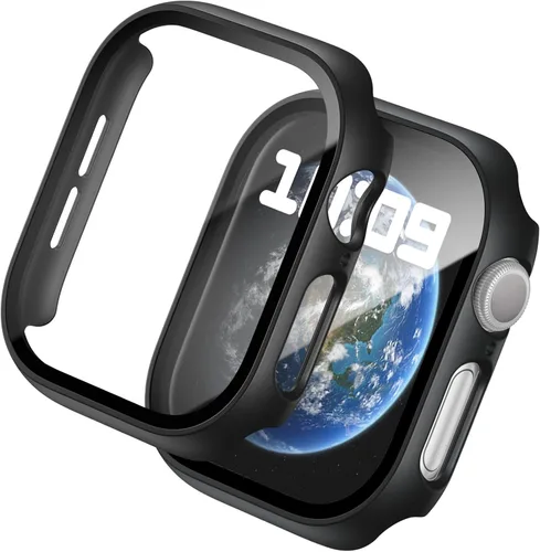 WISKII - Juego de 2 fundas compatibles con Apple Watch SE3 Series SE/6/5/4 de 40 mm con protector de pantalla, funda ultradelgada de policarbonato