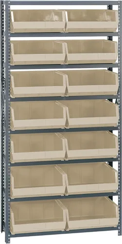 Miniatura 532 de Quantum QSBU-245BK Heavy Duty Shelving Unit with (7) Shelves and (24) QUS245 Black Bins for Garage Warehouse Storage Distribution 400 lb Load
