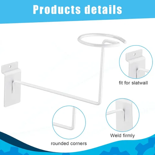 Miniatura 4 de Kigley 6 piezas de soporte de pared para sombreros, estante de metal para casco, estante de exhibición de tienda minorista, accesorios de pared