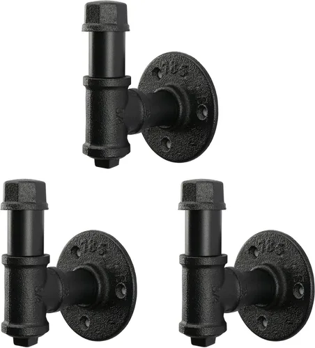 Paquete de 3 ganchos industriales para batas y toallas de hierro para colgar en la pared, accesorios de baño, estilo rústico, vintage, resistente,