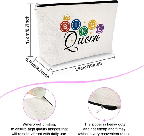 Miniatura 2 de Sfodiary Regalos de juego de bingo para adolescentes, bolsa de maquillaje para amantes del bingo y reina para jugadores, amantes del casino, bolsa