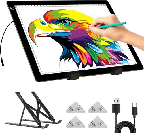 Miniatura 7 de Almohadilla de Luz A3, 6 Niveles y Regulable Sin Escalones Tablero de Luz para Pintura de Diamante, Caja de Luz Ultra-Delgada con Clip Magnético