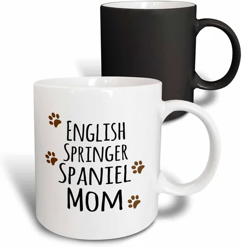 Miniatura 9 de 3dRose English Springer Spaniel Dog Mom - Taza de 11 onzas, color negro