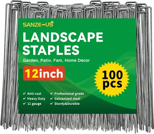 Miniatura 8 de Grapas galvanizadas de paisaje de 6 pulgadas, paquete de 200 estacas de jardín de calibre 10, estacas de tienda de campaña en forma de U