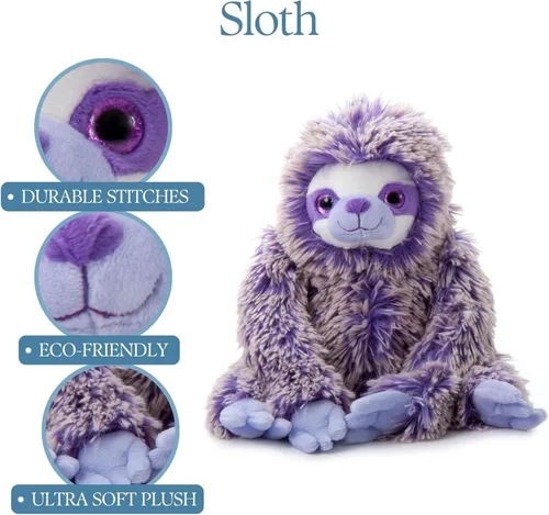 Miniatura 9 de The Petting Zoo Peluche de perezoso morado, regalos para niños, juguete de peluche de perezoso Pazzion morado, 20 pulgadas