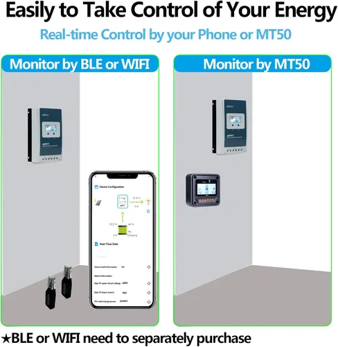 Miniatura 4 de EPEVER 40A 12/24V Auto Identificar MPPT Controlador de carga solar con control remoto de pantalla LCD Parámetros ajustables y sensor de temperatura