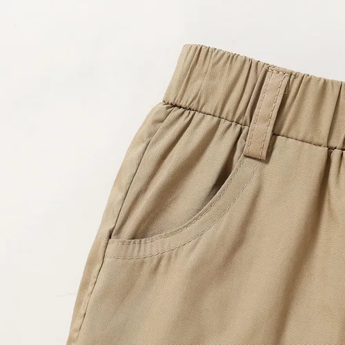 Miniatura 13 de JEELLIGULAR Conjunto de ropa de verano para bebé niño de manga corta con botones y pantalones cortos, trajes casuales para caballeros de 1 a 6 años