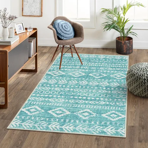 Miniatura 30 de Lahome Alfombra bohemia marroquí para entrada, lavable, de 2 x 3 pies, color gris y blanco, antideslizante, ultra fina, suave, rústica con estampado