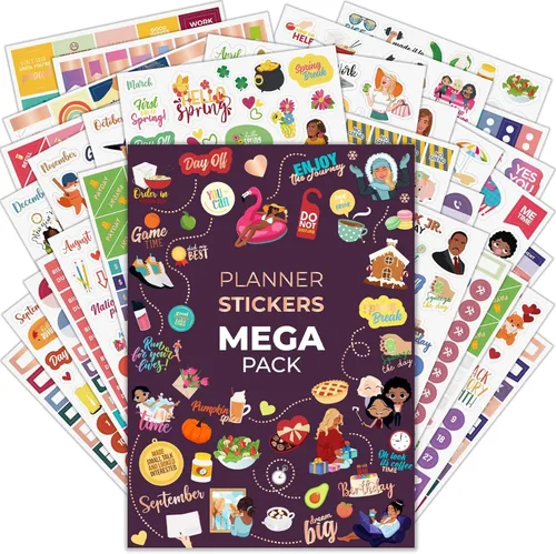 Miniatura 10 de Stickers de presupuesto de Clever Fox - Juego de 18 hojas con más de 1030 stickers únicos para tu planificador mensual, semanal y diario