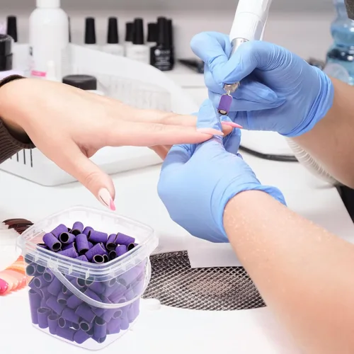 Miniatura 5 de Bandas de lijado para taladro de uñas de grano 240, bandas de lijado de uñas extremadamente finas, 200 bandas de lijado profesionales moradas y 2