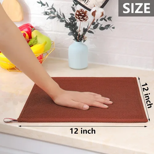 Miniatura 422 de Homaxy Trapos de cocina de 100% algodón, tejido de punto gofre, ultrasuaves, absorbentes y de secado rápido, 12 x 12 pulgadas, paquete de 6, blanco