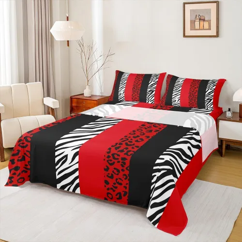 Miniatura 38 de Juego de sábanas abstractas de piel de guepardo, tamaño individual, decoración de lujo para habitación de niños, niñas y mujeres, juego de ropa