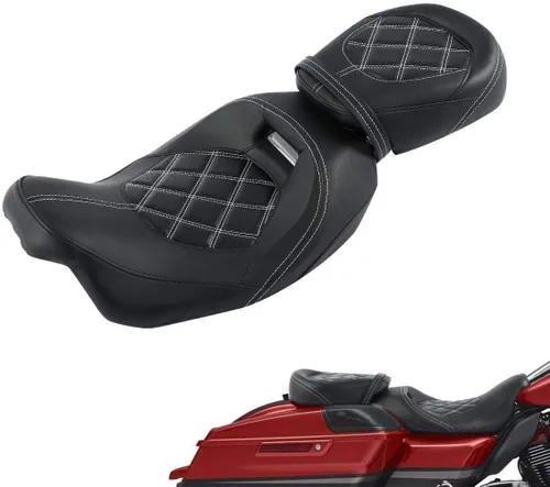Miniatura 41 de TCT-MOTORPARTS Driver Rider - Almohadilla de respaldo para Harley Touring 2009-2023 Road King Street Road Electra Glide Ultra Black Stitching